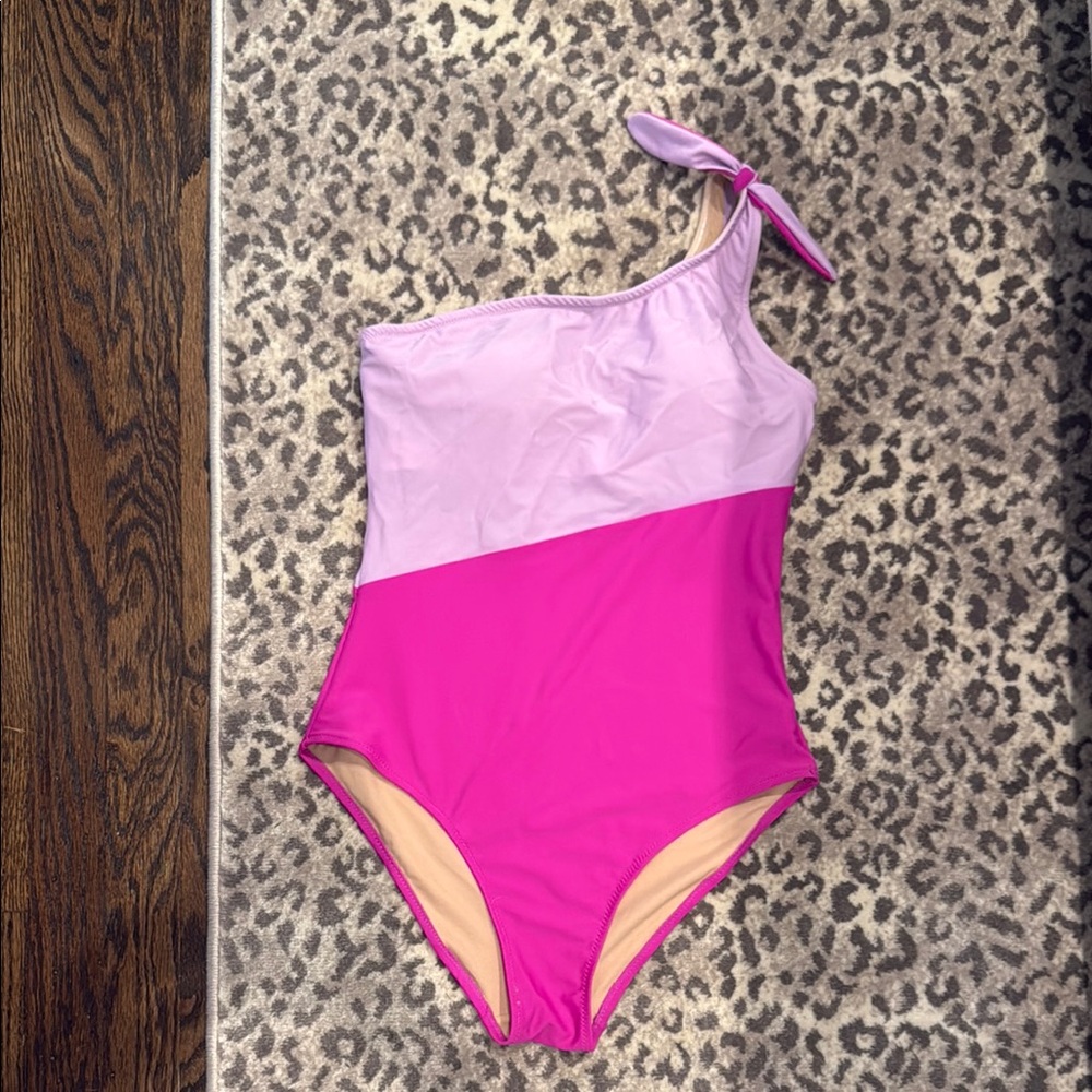 Old Navy colorblock pink purple Swim One-Shoulder Pink Swimsuit sidestroke